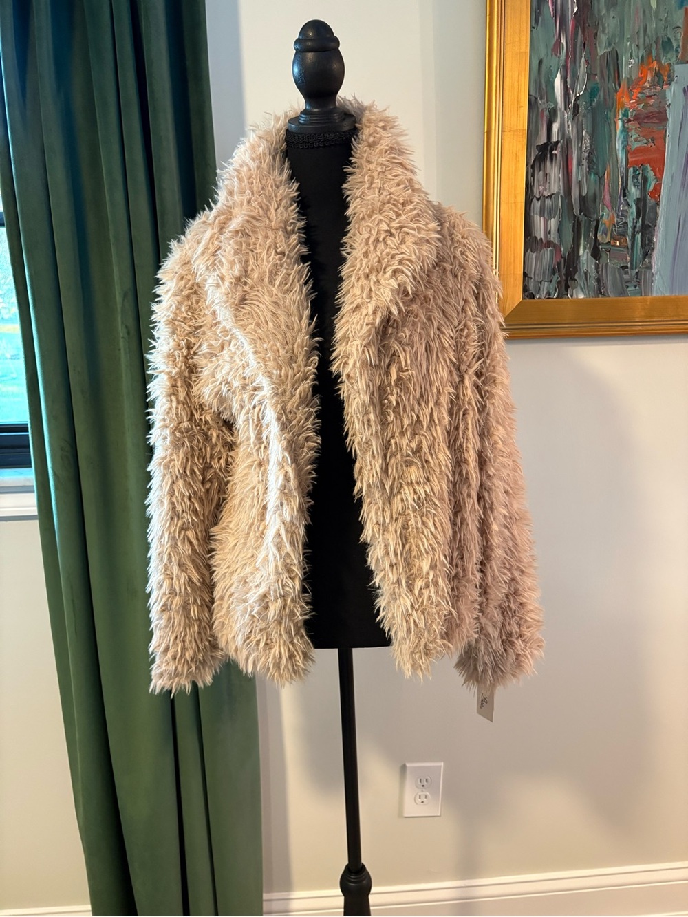 Little Lass Plush Beige Teddy Jacket
